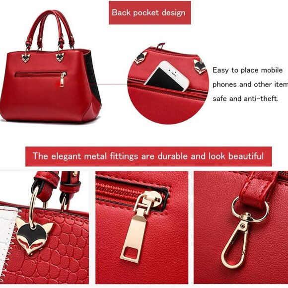 Leather Handbag for Women Large Capacity Multi-Pocket Tote Crossbody Stylish - Picture 5 of 6